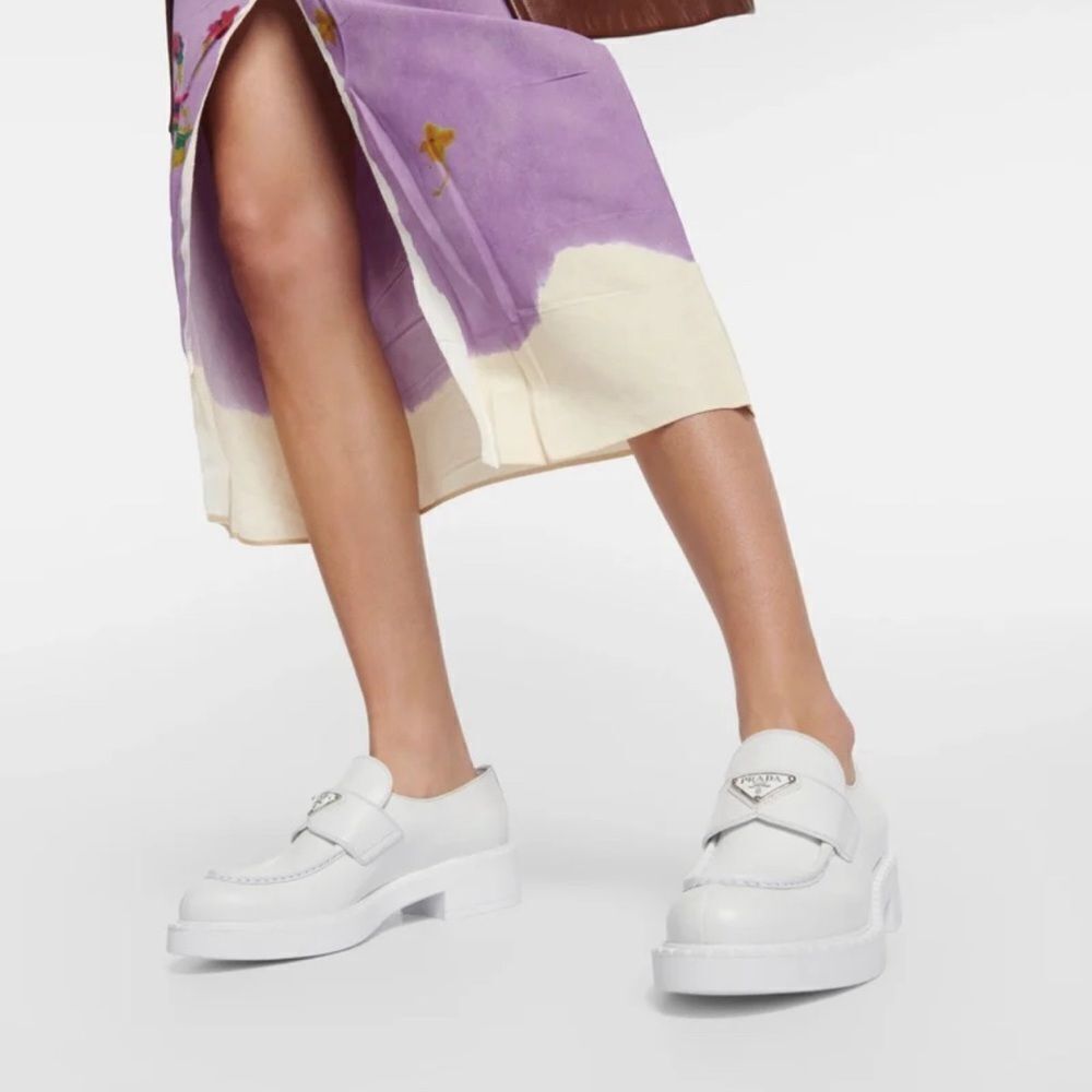 Prada Spazzolato Logo Platform Leather Loafers size 39 - Picture 2 of 14